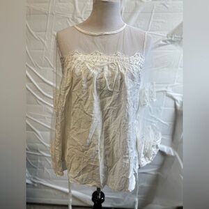 Women’s NWOT Boutique Lace Top Size Large In White‎